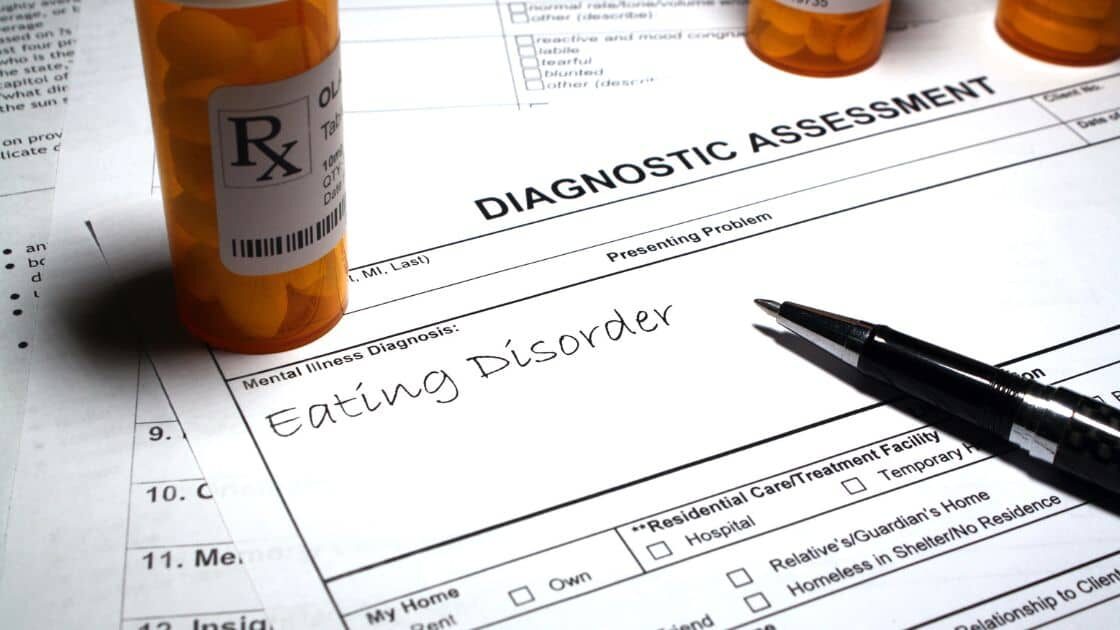 A health professional assessment document displaying the eating disorder diagnostic.